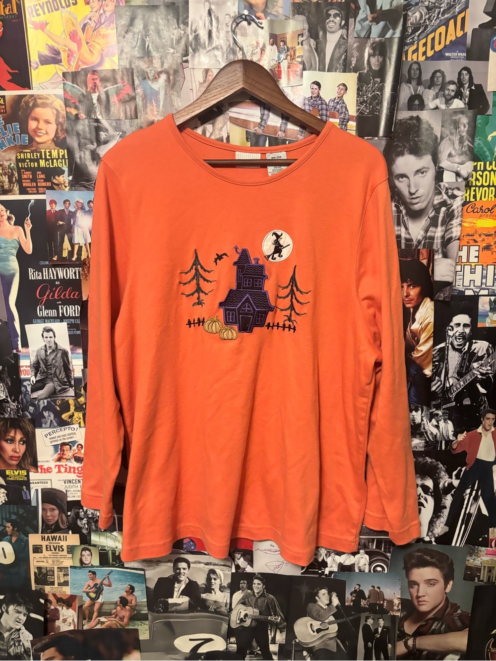 White Stag Orange Halloween Graphic Long-Sleeve Top
